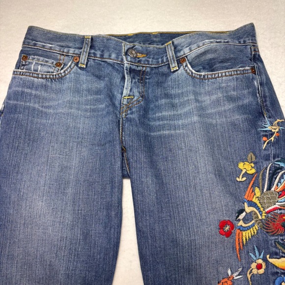 VTG Lucky Brand Lil' Maggie Embroidered Jeans Sz 8/29 Made in USA Low Rise Flare - Picture 4 of 10